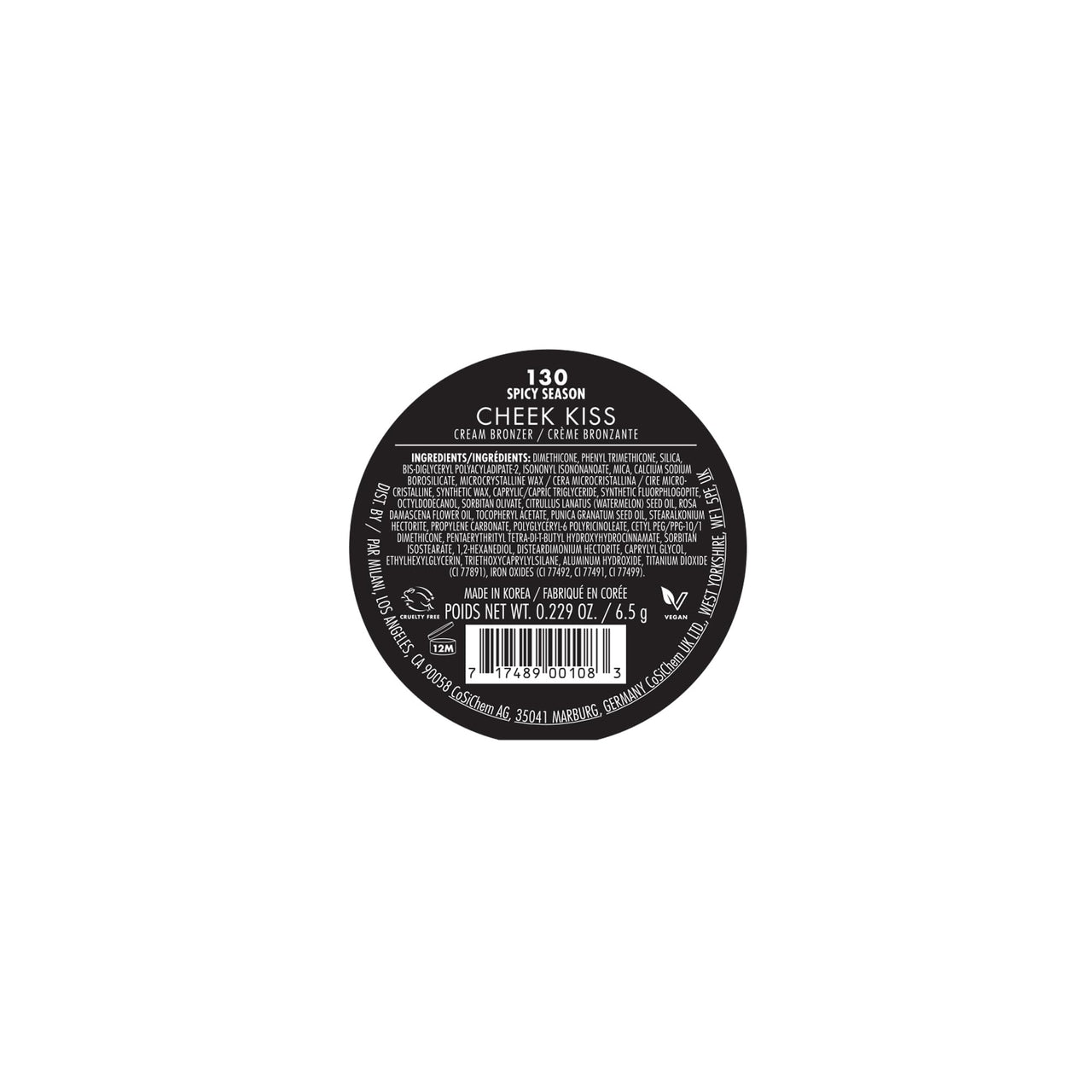 Milani Cheek Kiss Cream Bronzer, 130 - Spicy Season, Vegan & Cruelty-Free, Made in Korea, Lightweight Glow, Soft Matte Finish