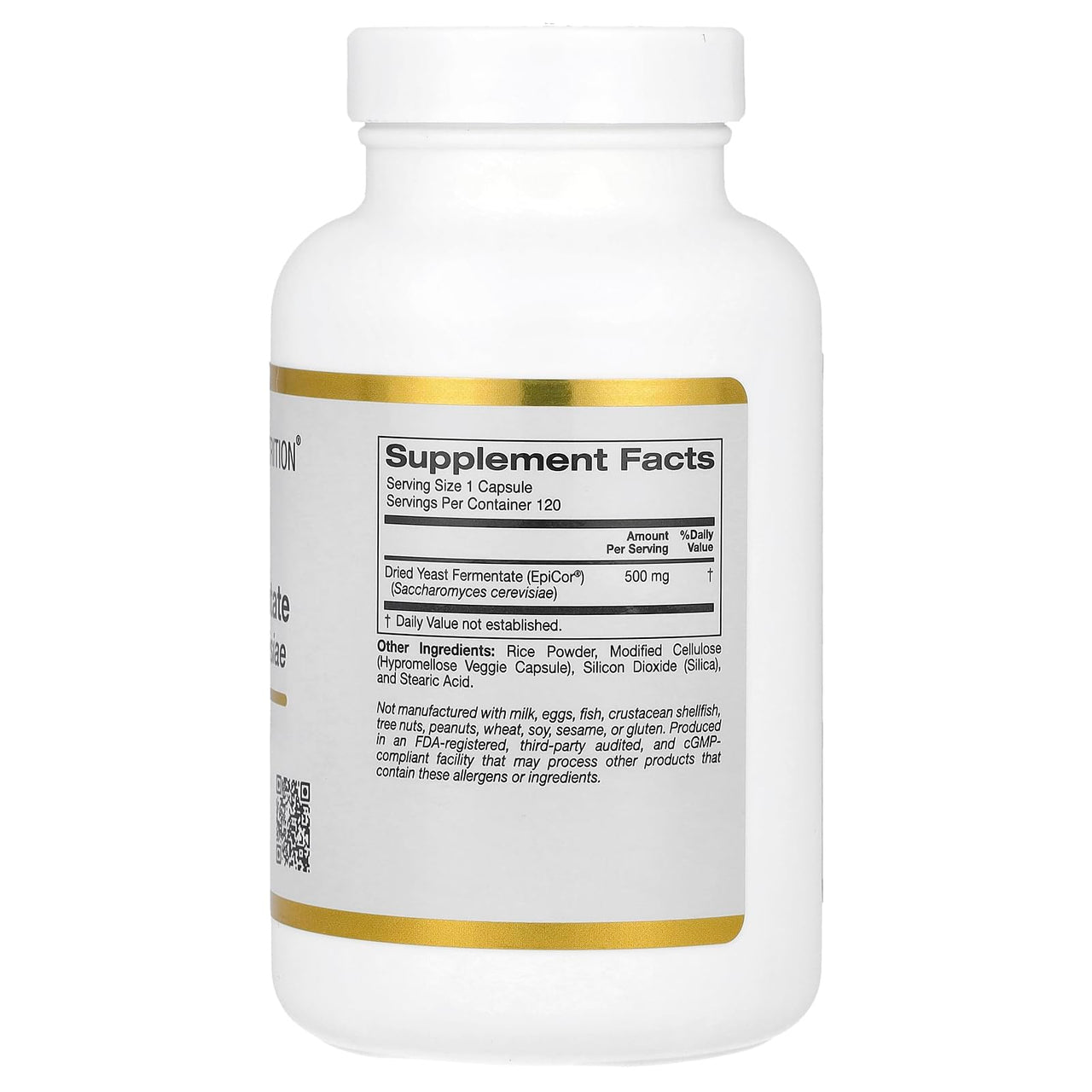 EpiCor, Dried Yeast Fermentate, 500 mg, 120 Veggie Capsules, California Gold Nutrition