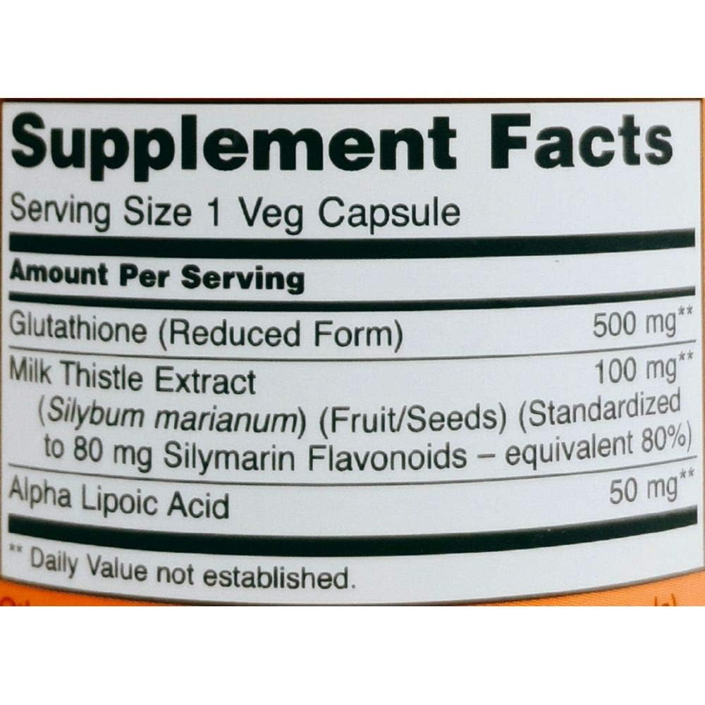NOW Foods - Glutathione Cellular Antioxidant 500 mg. - 60 Vegetarian Capsules