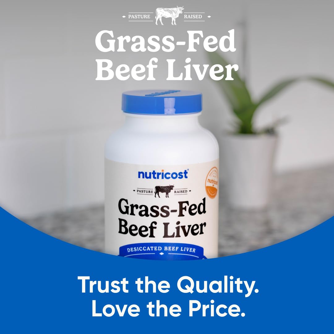 Nutricost Grass Fed Desiccated Beef Liver Capsules 3000mg Per Serv (750mg Per Cap), 240 Cap for 60 Servings - No Hormones, GMO and Gluten Free, Pasture-Raised, Free Range Beef