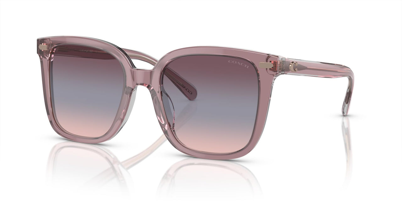Coach HC8381U Universal Fit Sunglasses, Transparent Rose/Blush/Purple Blue Peach Gradient, 54 mm
