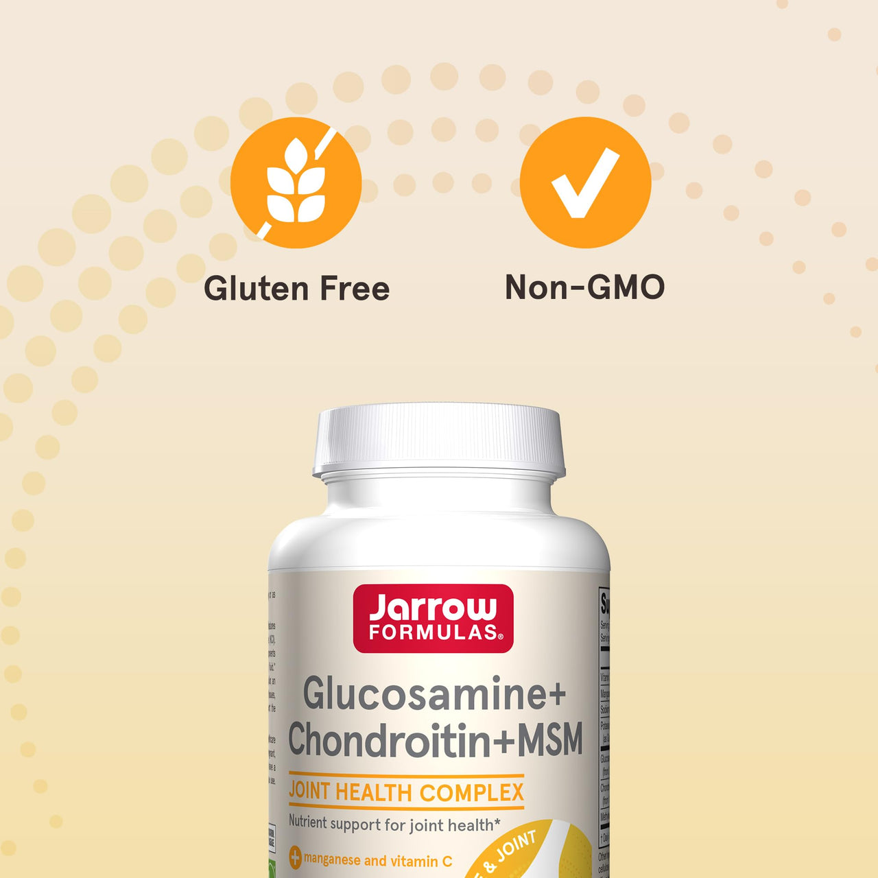 Jarrow Formulas Glucosamine, Chondroitin, and MSM Capsules; Joint Support Supplement with Vitamin C and Manganese, Bone & Joint Health, 240 Capsules, 60 Day Supply