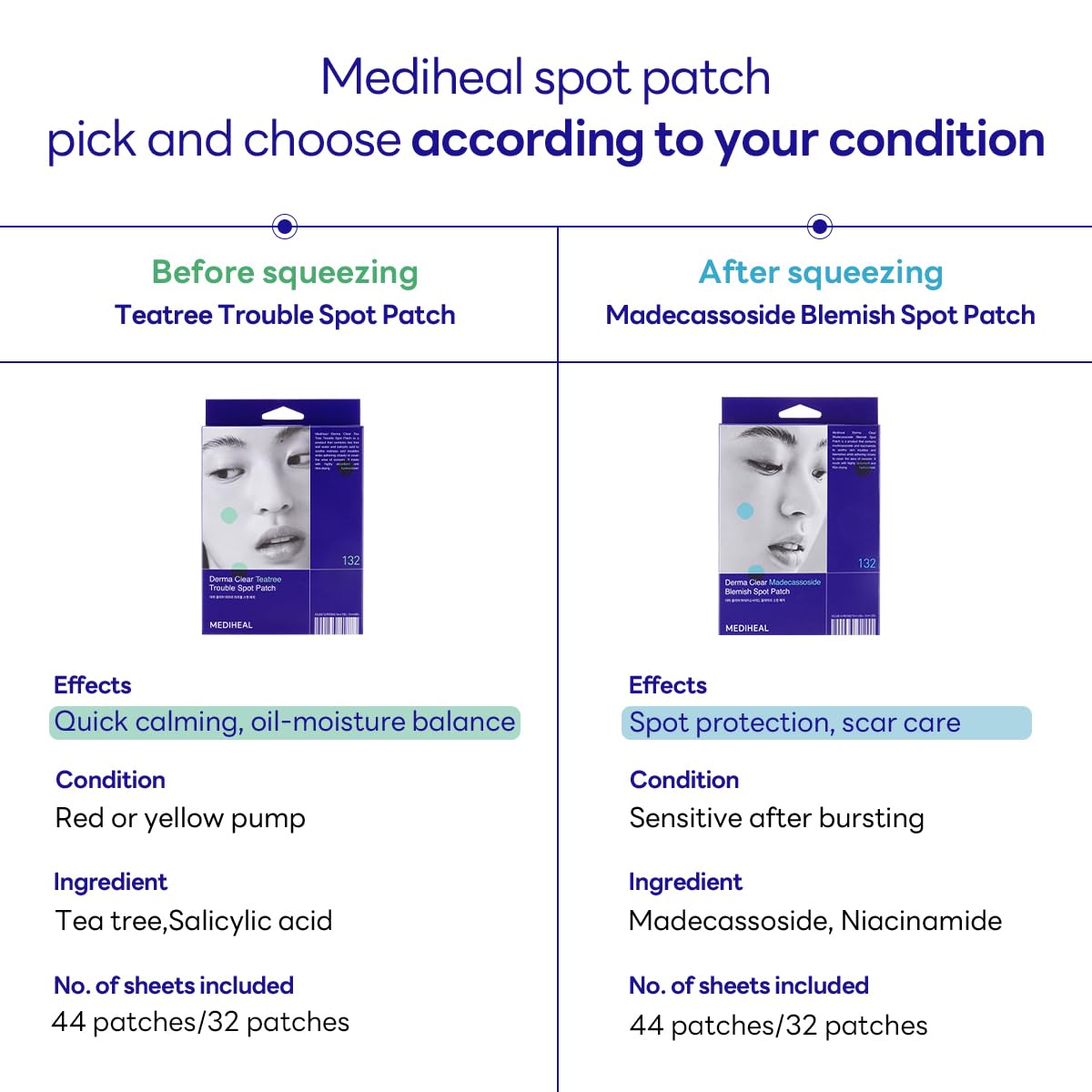 Mediheal Derma Clear Teatree Treatment Spot Patch (44 Counts) - Acne Relief, Oil and Moisture Balance with Teatree & Salicylic Acid