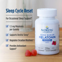 Thumbnail for Nordic Naturals Zero Sugar Melatonin Gummies, Raspberry - 60 Gummies - 1.5 mg Melatonin - Great Taste - Restful Sleep, Antioxidant Support - Non-GMO, Vegan - 60 Servings
