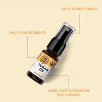 Thumbnail for Vimergy Vegan D3 – Benefits Immune Function* – USDA Certified Organic, Vegan, Gluten-Free – 1000IU/Servings, 96 Servings