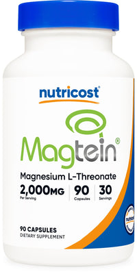 Thumbnail for Nutricost Magtein Magnesium L-Threonate 2,000mg, 90 Capsules - Gluten Free, Vegetarian, 30 Servings
