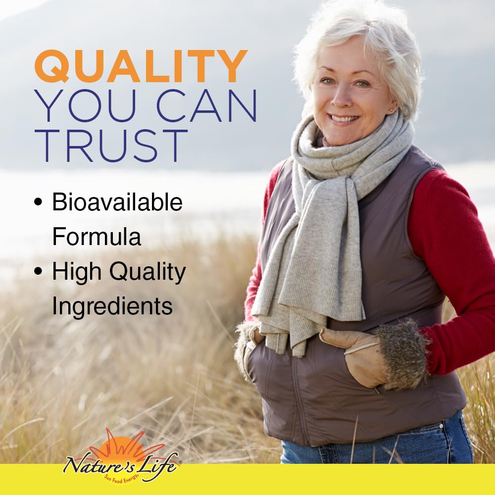 Nature's Life Strontium Plus D3 & K2 Supplement - Healthy Bone Support for Women & Men, Stronium Citrate Trace Mineral, Nutritional Support for Adults, Vegetarian & Bioavailable - 60 Tablets