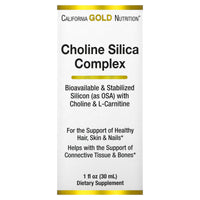 Thumbnail for California Gold Nutrition Choline Silica Complex, Bioavailable & Stabilized Silicon with Choline & L-Carnitine, 1 fl oz (30 ml)
