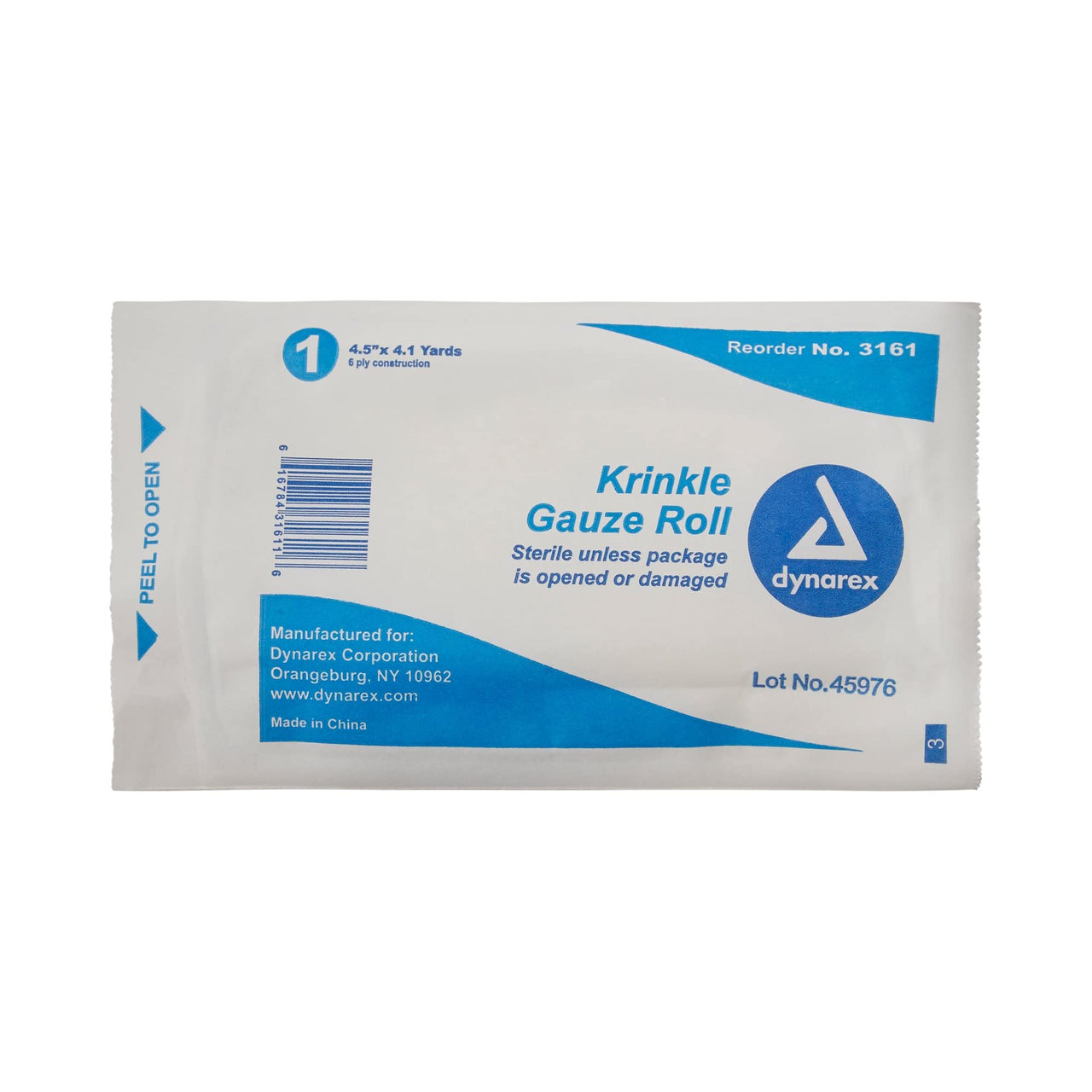 Dynarex White Fluff Bandage Roll Sterile 4.5" x 4.1 Yd 3161 1 per Pack