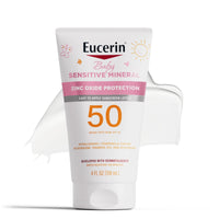 Thumbnail for Eucerin Sun Sensitive Mineral Baby Sunscreen Lotion SPF 50 with Zinc Oxide Protection, Hypoallergenic Mineral Sunscreen for Babies, Tear Free and Fragrance Free, 4 Fl Oz Tube