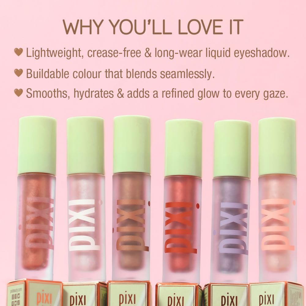 Pixi EyeLift Max Liquid EyeShadow | Long-Wearing, Crease-Free Color | Luminous & Soft-Focus Finish | With Avocado, Rosehip & Mango Seeds Extracts | Olive | 0.12 oz/3.4 g