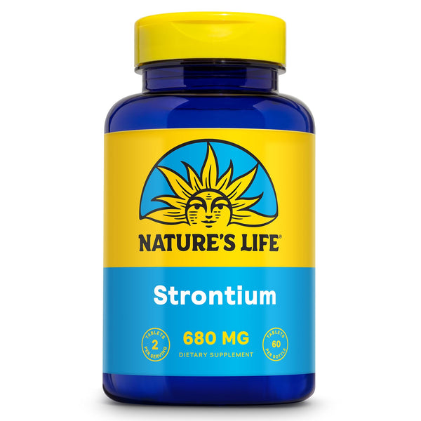 Nature's Life Strontium Citrate 680 mg Supplement for Men & Women - Trace Mineral Support for Bone Health, High Absorption Formula, Gentle Digestion - 60 Vegetarian Tablets