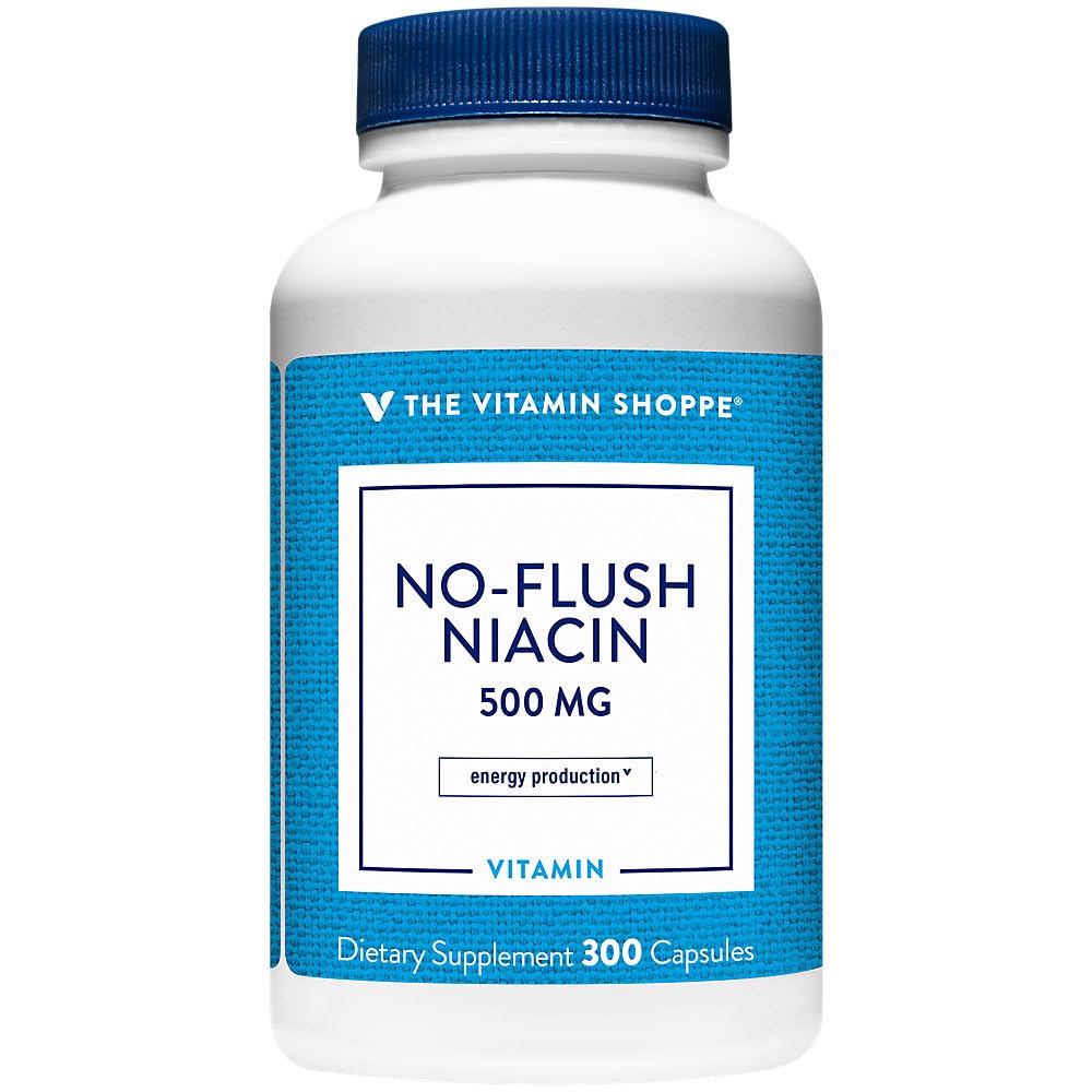 The Vitamin Shoppe No Flush Niacin 500mg - Cholesterol & Cardiovascular Support | Inositol Hexanicotinate | 300 Capsules | Flush-Free