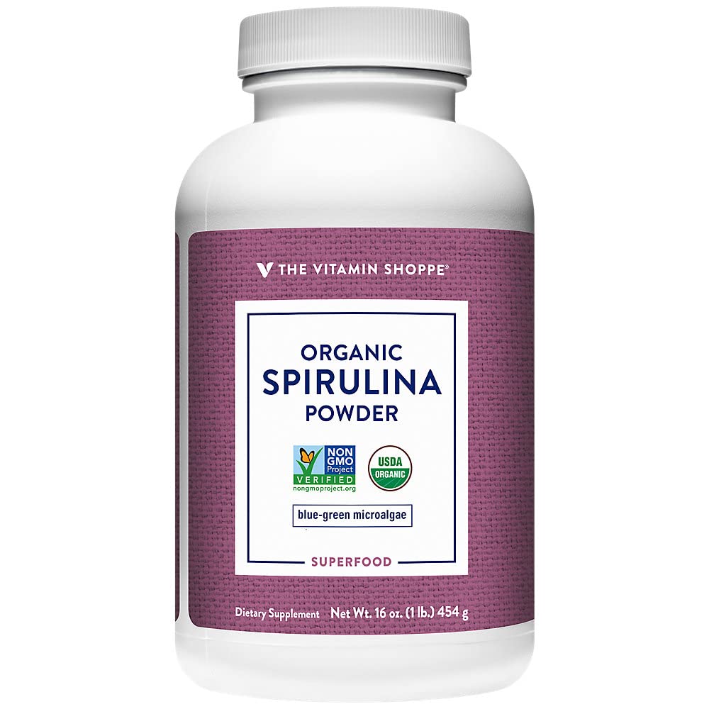 The Vitamin Shoppe Organic Spirulina Powder with Blue-Green Microalgae - Superfood (16 oz. / 137 Servings)