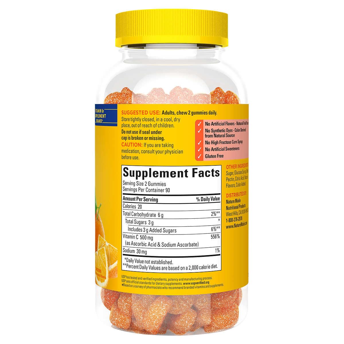 Nature Made Extra Strength Vitamin C 500 mg, 180 Gummies Bundle with a Pill Oragnizer (2 Items)