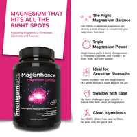 Thumbnail for Intelligent Labs MagEnhance Magtein Magnesium Complex Supplement L-Threonate with Magnesium Glycinate and Taurate, 90 Capsules