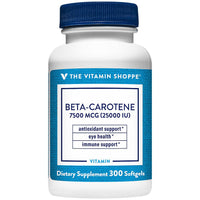 Thumbnail for The Vitamin Shoppe Beta-Carotene 25000IU Vitamin A - Antioxidant Vision & Immune | Pro-Vitamin A Carotenoid | 300 Softgels | Eye Health