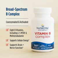 Thumbnail for Nordic Naturals Vitamin B Complex - 45 Capsules Thiamine, Riboflavin, Niacin, B6 & B12, Folate, Biotin, Pantothenic Acid Heart Brain Health, Energy, Metabolism Non-GMO Servings