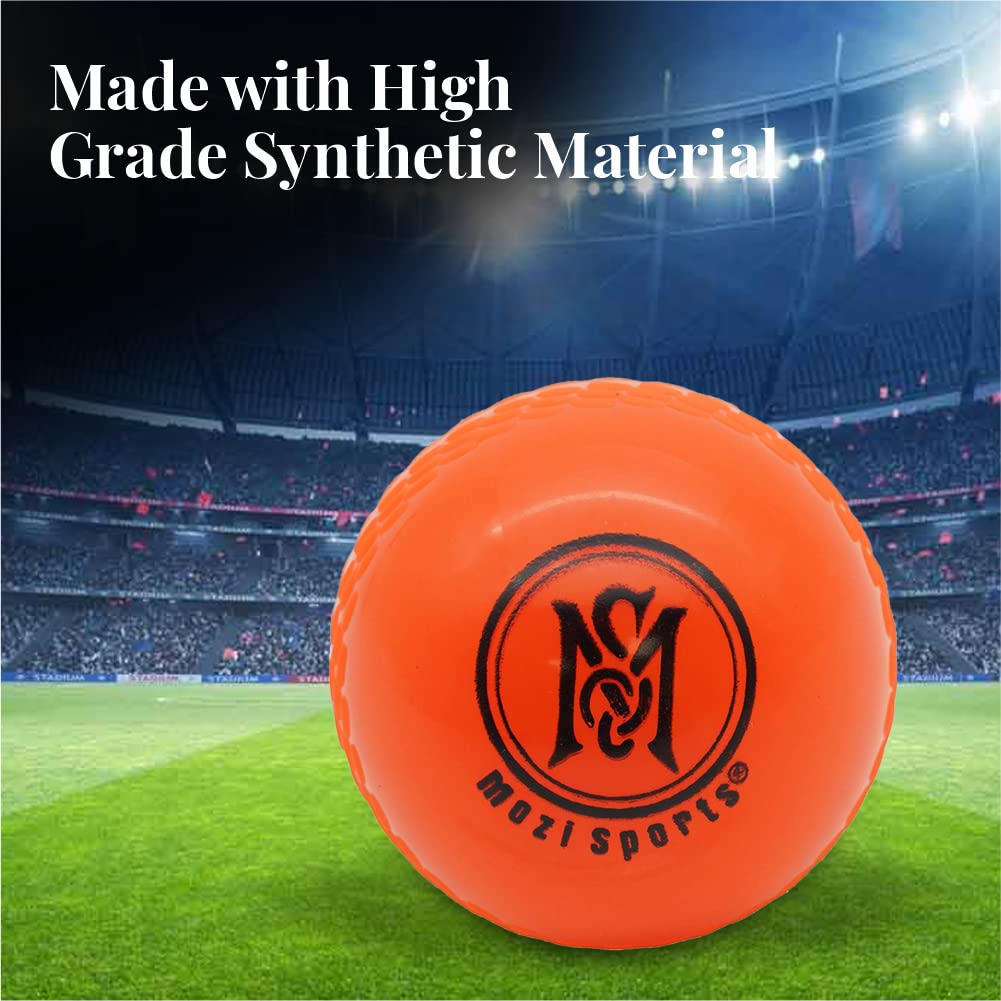Mozi Sports Wind Cricket Balls - Indoor & Outdoor Soft Training Cricket Ball for Coaching Practice (Orange)
