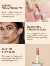 Thumbnail for SHEGLAM Glow Bloom Liquid Waterproof Highlighter Long Lasting Cream Highlighter with Shimmer Dewy Finish - Bellini Brunch