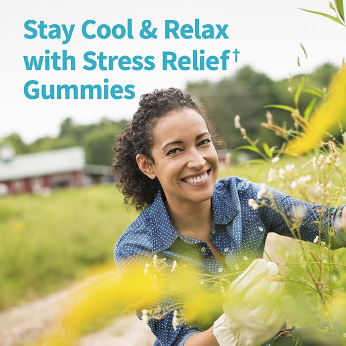 Garden of Life Herbals Stress Relief Gummy with Rhodiola & Saffron for Positive Mood & Stress Response Plus Prebiotics & Probiotics for Digestive Support, Gluten-Free, Berry Flavor, 30 Servings