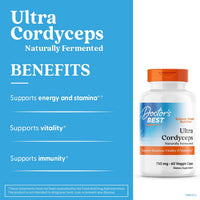 Thumbnail for Doctors Best Ultra Cordyceps, Supports Stamina, Vitality & Immunity, Naturally Fermented Cordyceps, Vegan 60 Veggie Caps