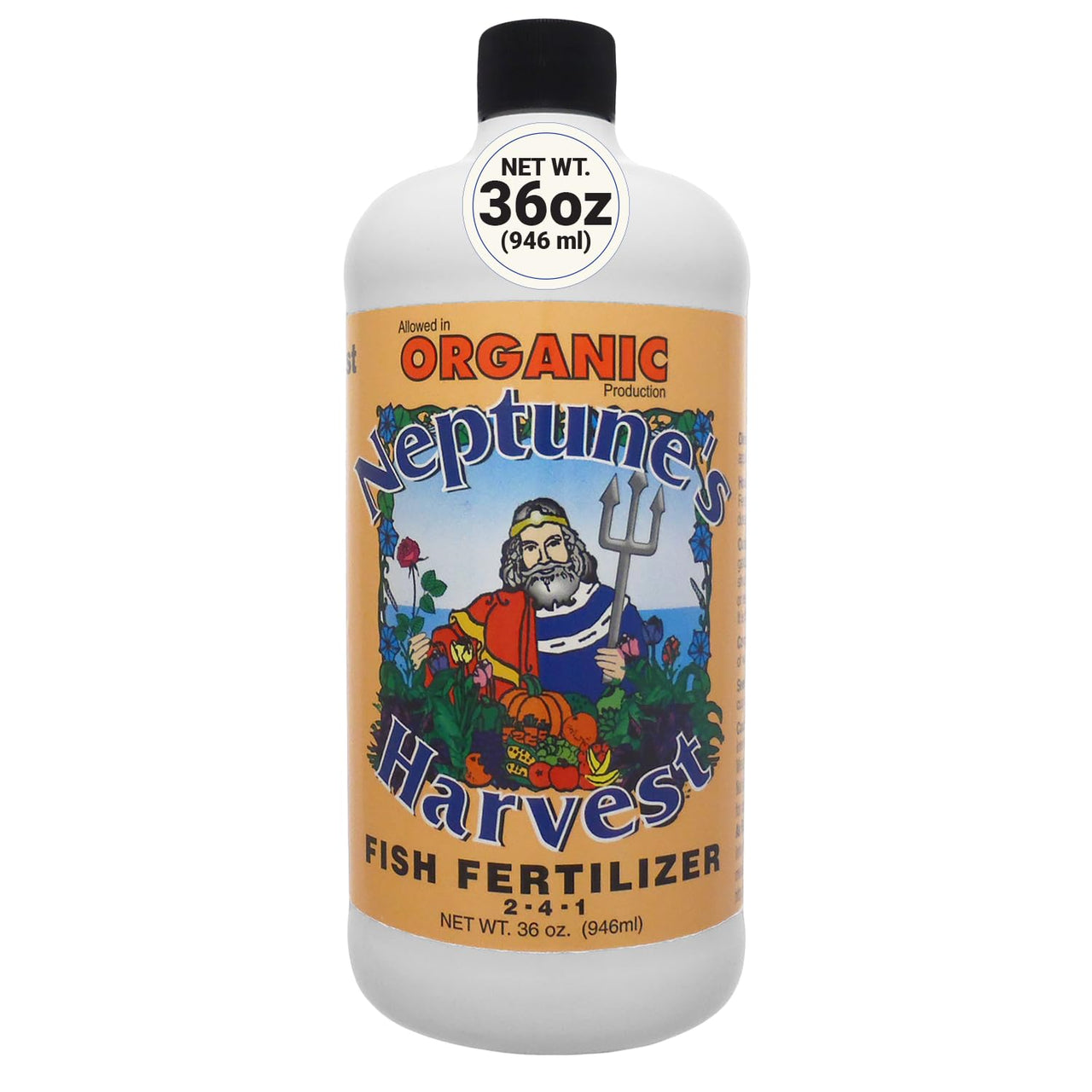 Neptune's Harvest Fish Fertilizer (2-4-1) - 36oz Bottle - Organic Liquid Plant Fertilizer - Fish Hydrolysate for Vegetables, Flowers, Fruit, Trees, Grass - Indoor and Outdoor Plant Food