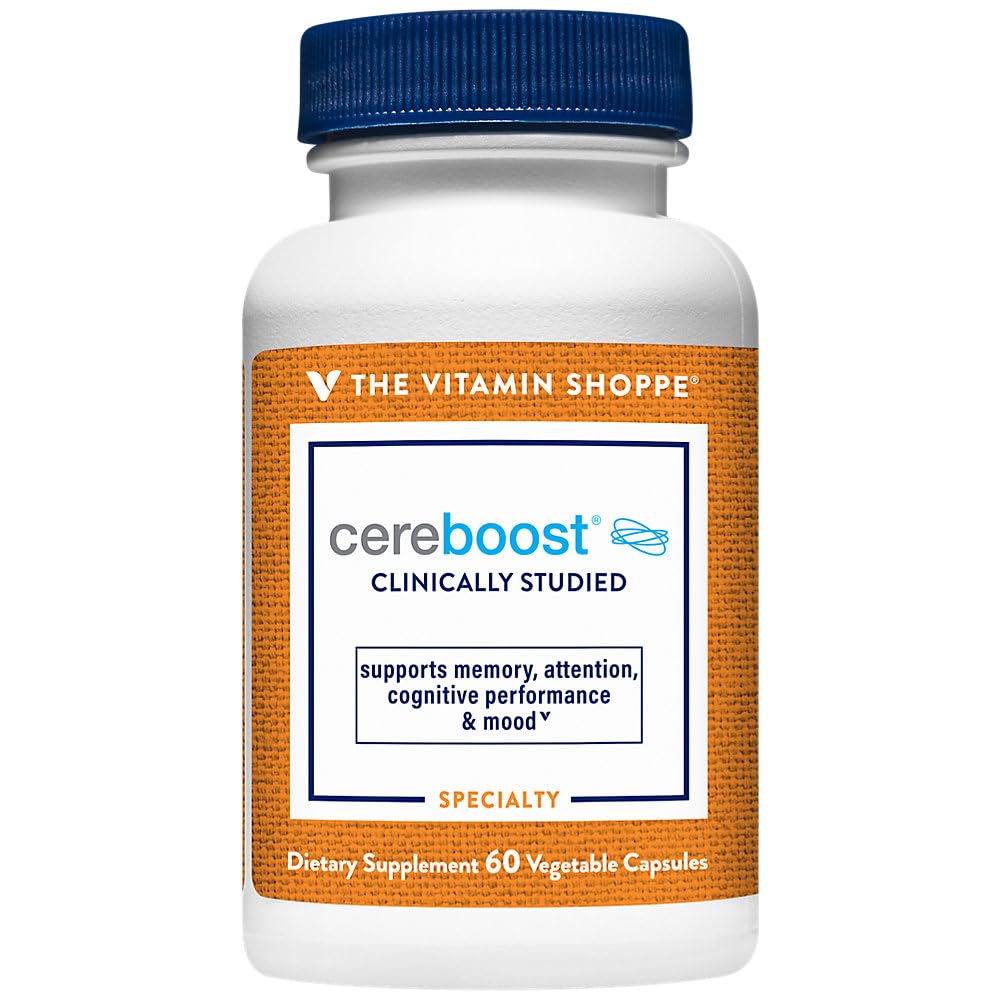 The Vitamin Shoppe Cereboost Supports Memory, Attention, Cognitive Performance, (60 Vegetable Capsules)