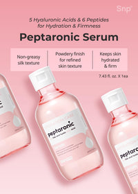 Thumbnail for Snp 6 Peptides + 5 Hyaluronic Acid Skincare Set | 4-in-1 Kit of Toner, Serum, Cream & Sheet Masks | Moisturizing, Firming & Hydrating | Korean Skincare Set for Dry & Sensitive Skin | Peptaronic Set