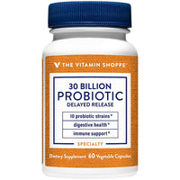 Thumbnail for The Vitamin Shoppe Probiotic Delayed Release 30 Billion - with 10 Probiotic Strains to Support Digestive, Immune & Vaginal Health or Yeast Imbalance - Shelf Stable (60 Veggie Caps)