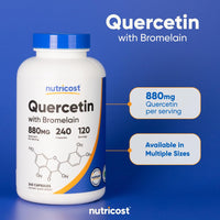 Thumbnail for Nutricost Quercetin 880mg, 240 Vegetarian Capsules with Bromelain (165mg) - 120 Servings (440mg Quercetin Per Cap) - Gluten Free, Non-GMO