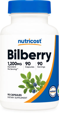 Thumbnail for Nutricost Bilberry Capsules 1200mg Equivalent (90 Vegetarian Capsules) - Gluten Free and Non-GMO