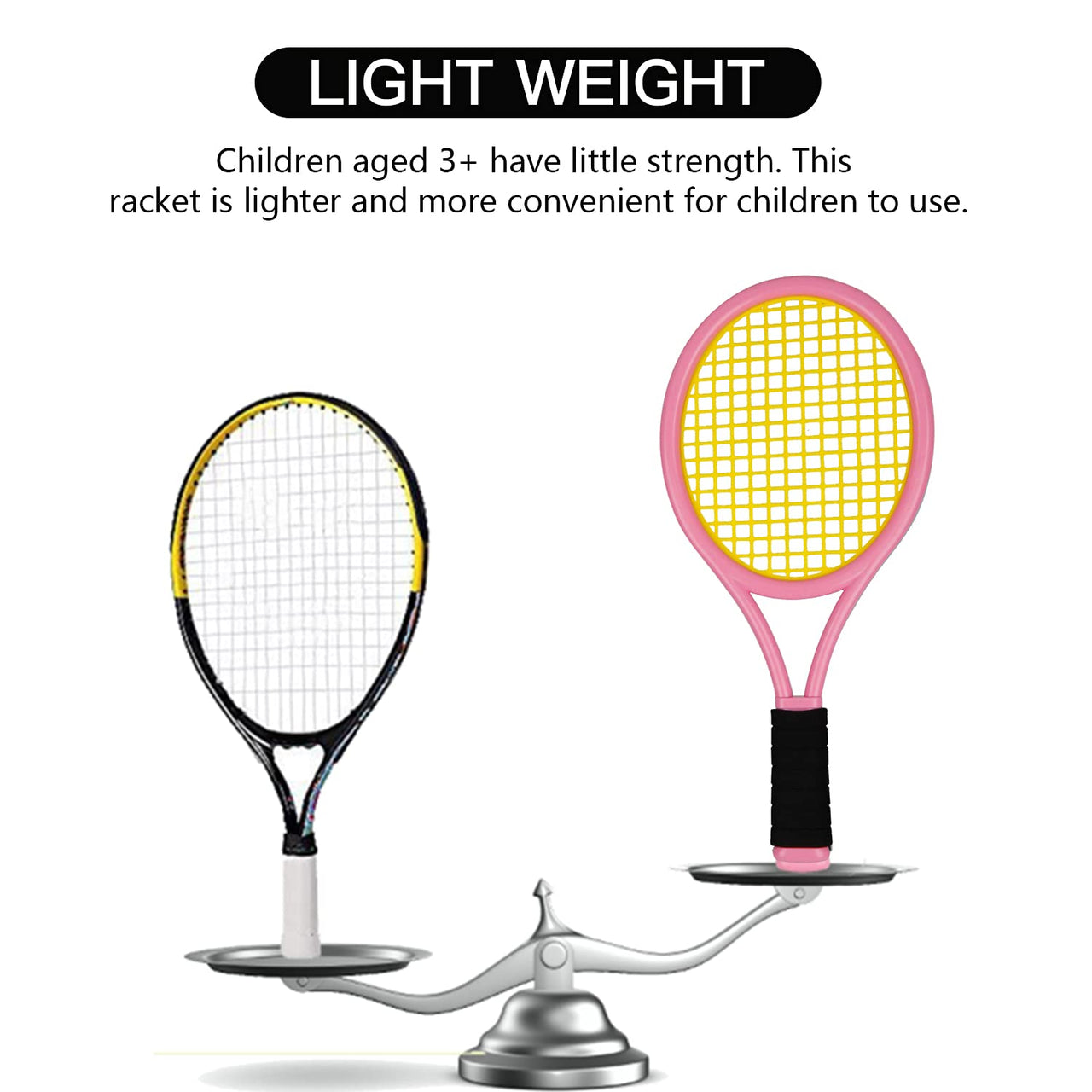 Crefotu Kid Tennis Racket Set for Toddler,Children,Sponge Handle, Includes 6 Badminton, 1 Tennis Ball, Bag and 2 Balls - Increase Children's Sports,Improve Tennis Skills