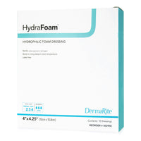 Thumbnail for DermaRite's HydraFoam Hydrophilic Foam Dressing - Highly Absorbent Wound Care, Waterproof Backing, Sterile - 4 in. x 4-1/4 in., 1 Count, 10 Packs, 10 Total
