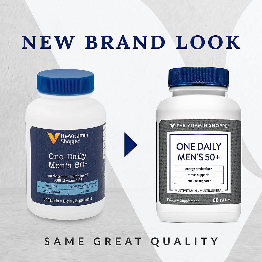 The Vitamin Shoppe Once e Daily Men's 50+ Multivitamin |Multi-Mineral | Antioxidant Supplement |Supports Energy Production, Vision and Immune Health (60 Tablets)