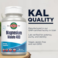 Thumbnail for KAL Magnesium Malate 400mg, Chelated Magnesium Supplement with Malic Acid, Healthy Energy & Muscle Function Support, Enhanced Absorption, Vegan, Non-GMO, 45 Servings, 90 Veg Tabs