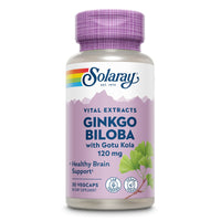 Thumbnail for SOLARAY Ginkgo Biloba Extract with Gotu Kola - Ginko Biloba Capsules for Brain Health Support - Vegan, Lab Verified, 60-Day Guarantee - 60 Servings, 60 VegCaps (30 VegCaps)