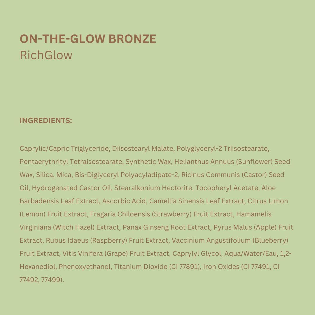 Pixi On-the-Glow Bronze - RichGlow, Hydrating Tinted Moisture Bronzer Stick with Ginseng, Aloe Vera & Fruit Extracts, For Cheeks & Lips, 19g / 0.6oz, Paraben-Free