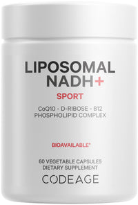 Thumbnail for Codeage Liposomal NADH+ Supplement - NADH, Vitamin B12, D-Ribose as Bioenergy Ribose, CoQ10-2-Month Supply - Liposomal Delivery - β-Nicotinamide Adenine Dinucleotide Pills - Non-GMO - 60 Capsules