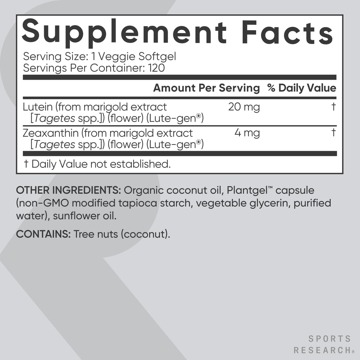 Sports Research® Eye Support - 20mg Lutein + 4mg Zeaxanthin Made with Lute-Gen® and 6mg Astaxanthin Supplement from Icelandic Astalif (120 Softgels Each)