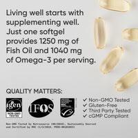 Thumbnail for Sports Research Triple Strength Omega 3 Fish Oil - Burpless Fish Oil Supplement w/EPA & DHA Fatty Acids from Single-Source Wild Alaskan Pollock - 1250 mg, 90 ct