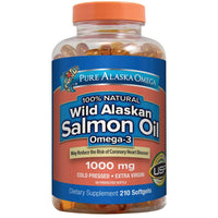 Thumbnail for Omega-3 Wild Alaskan Salmon Oil 1000mg Softgels - Omega 3, Wild Alaskan Fish Oil, Softgels, Salmon Oil for Humans - 210 Count (Pack of 1)