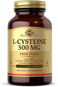 Thumbnail for Solgar L-Cysteine 500 mg, 90 Vegetable Capsules - Free Form Amino Acid - Keratin Support for Skin, Hair & Nails - Glutathione Support - Vegan, Gluten Free, Dairy Free, Kosher - 90 Servings