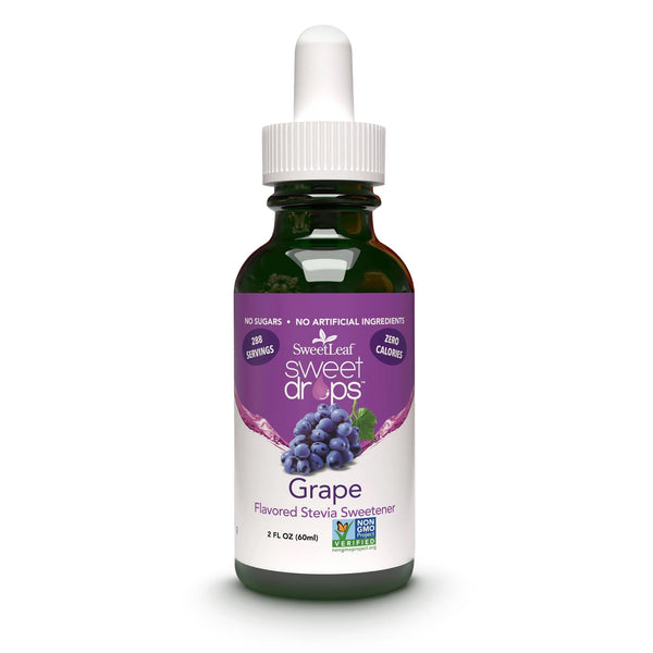 SweetLeaf Sweet Drops - Flavored Stevia Liquid Sweetener, Organic Stevia Extract, Zero Calories, Gluten Free, Keto Friendly, Non GMO, Natural Flavor, Sugar Alternative - Grape, 2 Fl Oz (Pack of 1)