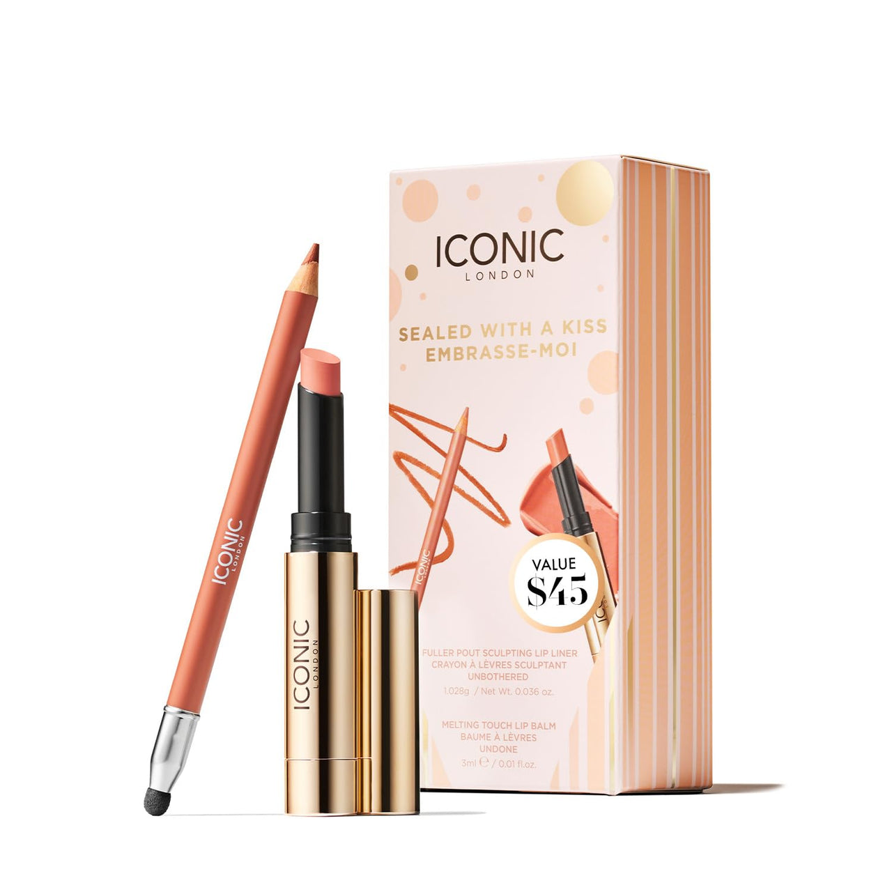 ICONIC LONDON Sealed with a Kiss Gift Set | Includes Melting Touch Lip Balm (Undone) and Fuller Pout Sculpting