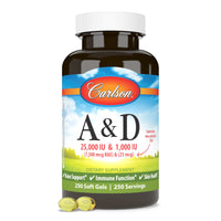 Thumbnail for Carlson - A & D, 25000 IU (7500 mcg RAE) Vitamin A, 1000 IU (25 mcg) Vitamin D, Vision Support, Skin Health, 250 Softgels