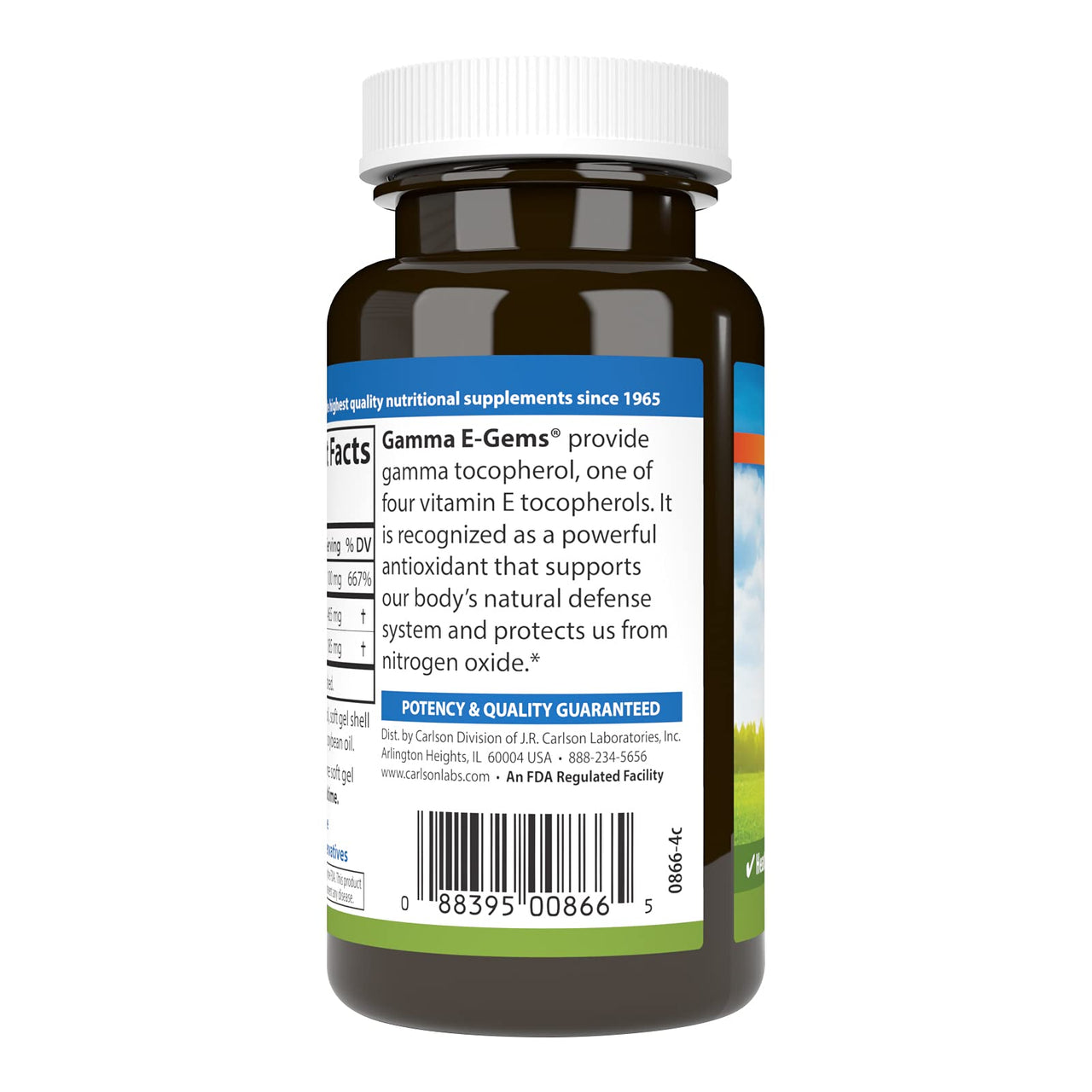 Carlson - Gamma E-Gems, Gamma Tocopherol 465 mg, Heart Health & Optimal Wellness, Antioxidant, 60 Soft gels