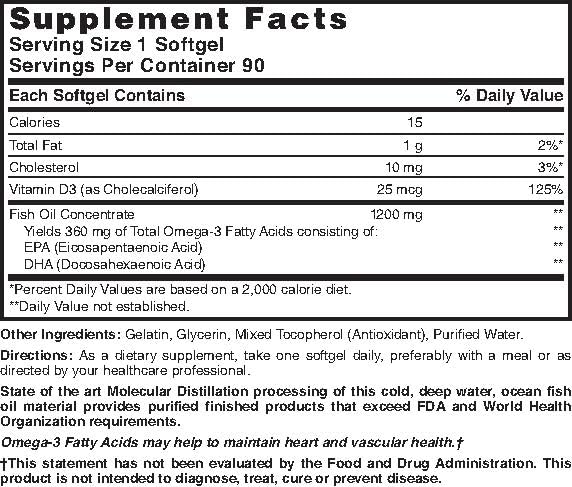 Nature's Blend Omega-3 Fish Oil 1200 mg and Vitamin D3 1000 IU 90 Softgels