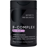 Thumbnail for Sports Research® Vitamin B-Complex - Full Spectrum of B Vitamins with Methylated B12 & Folate - Gluten Free · Plant-Based · Non-GMO · Vegan-Friendly Formula - 60 Veggie Softgels