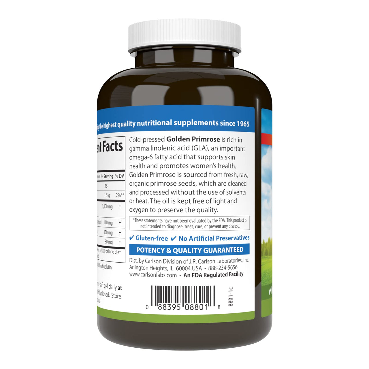 Carlson - Golden Primrose, 1300 mg Evening Primrose Oil, Cold-Pressed, Healthy Skin, Women's Health & Optimal Wellness, 90 Softgels